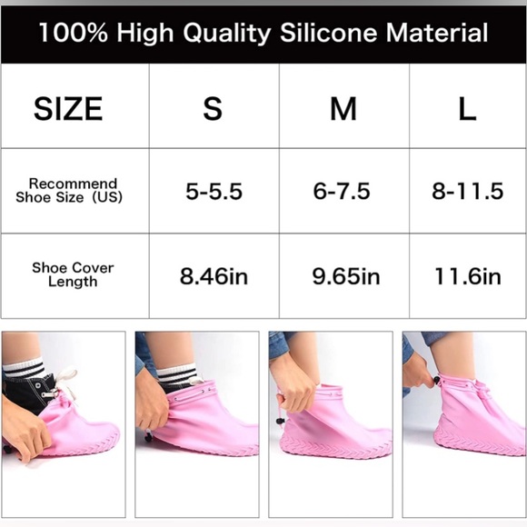 Waterproof Silicone Shoe Covers Reusable Non-Slip Rubber Rain Shoes 3 Pairs NEW - Picture 8 of 8